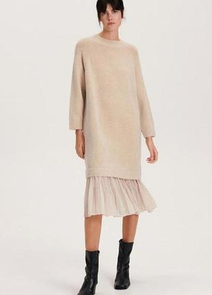 Комбинированное вязаное платье