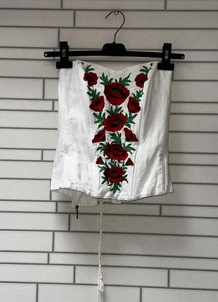 Корсет з вишивкою маків