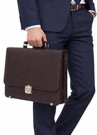 Небольшойй мужской портфель exclusive из эко кожи коричневый