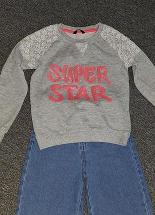 Джинси кльош та світшот, кофта для дівчинки