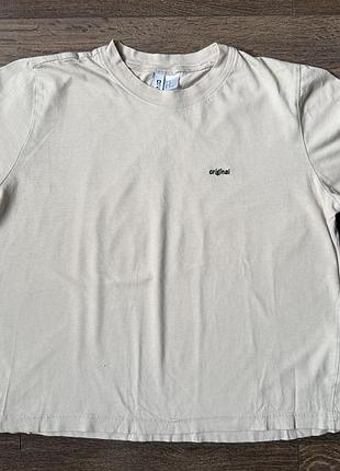 Базова бежева бавовняна футболка h&m original