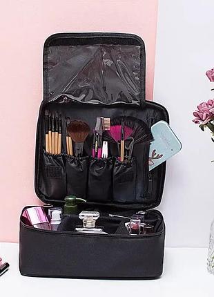 Чорна органайзер бокс бьюті кейс косметичка валіза сумка для зберігання косметики та приладдя 26х23х10 см