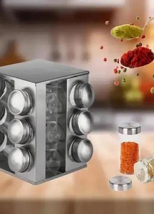 Набор емкостей для специй на подставке unique 12 в 1 квадрат органайзер для приправ