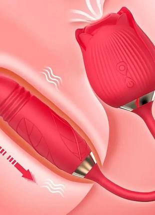 Автоматичний висувний смоктальний вібратор 2в1