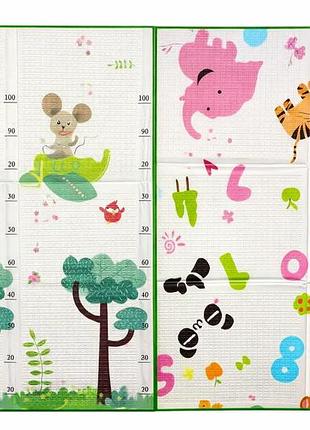 Дитячий двосторонній термо килимок 180*200 в сумці звірятка/цифри