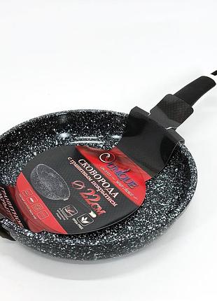 Сковорода unique un-5103-22 с антипригарным покрытием 22 см серый гранит