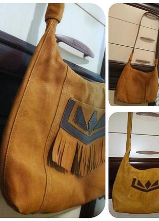 Вінтажна ретро сумка з оленячої шкіри