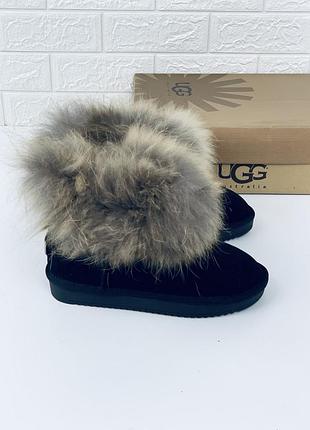 Уггі жіночі з опушкою єнота угг з енотом ugg жіночі уггі