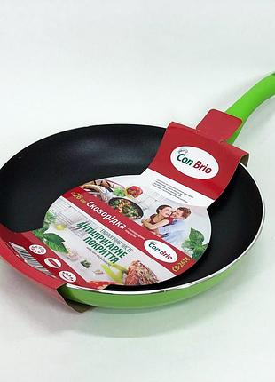 Сковорода с антипригарным покрытием xylan con brio cb-2614 26 см, сковорода с толстым дном. цвет: зеленый