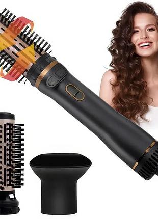 Фен-щітка з регулюванням температури та 3 насадками для укладання vgr v-496 1000вт
