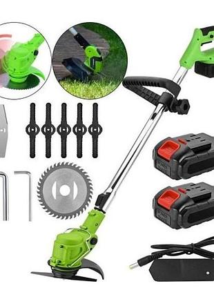 Аккумуляторный ручной триммер для травы krafftec az-144 (36v,4ah) 2 акб бесщеточный двигатель