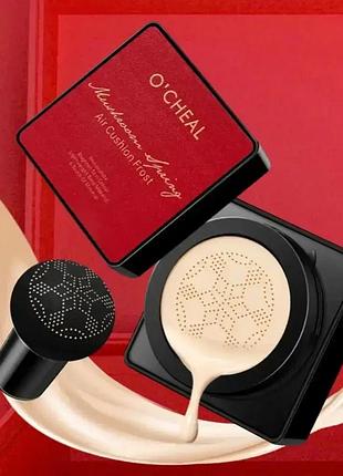 Кушон для обличчя + спонжик beauty linasi red o'cheal, натуральний відтінок/тональний крем/ крем пудра