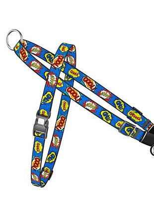 Шлея для собак швидкознімна waudog nylon з qr паспортом, малюнок "вау", пластиковий фастекс, ш 15 мм, а 40-55 см, в 45-60 см