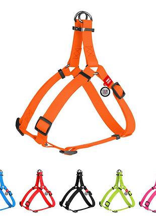 Шлея для собак водостойкая waudog waterproof, c qr паспортом, металлическая пряжка-фастекс, ш 25 мм, дл 60-90 см оранжевый