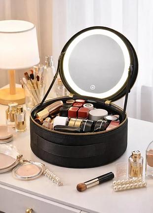 Косметичка-органайзер з led дзеркалом, 29х28х11 см/дорожня косметичка