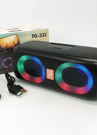 Портативная колонка tg333 2x5w с rgb подсветкой, громкая блютуз колонка. цвет: черный