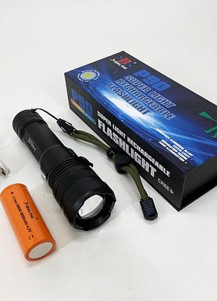 Ручний акумуляторний світлодіодний ліхтар police x-balog bl-1827-p90 переносний з usb заряджанням оптичним зумом і металевим