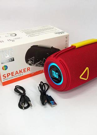 Bluetooth-колонка tg657 с rgb подсветкой 1500 mah, беспроводная колонка портативная мощная. цвет: красный