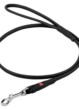 Поводок для собак кожаный waudog soft, круглый, д 4 мм, дл 183см черный
