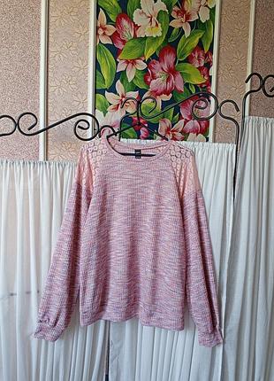 Красива текстурна кофта меланж з ажурними вставками shein.