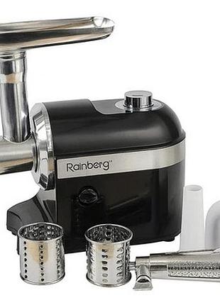 Мясорубка rainberg rb-2270 с реверсом и насадками для шинковки и колбас 3800w black