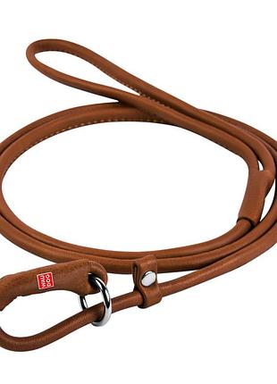 Поводок-удавка для собак кожаный waudog soft, круглый, д 6 мм, дл 135 см коричневый