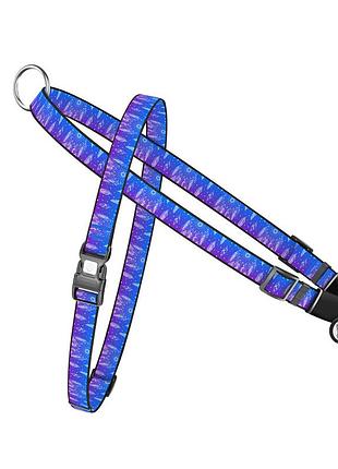 Шлея для собак быстросъемная waudog nylon с qr паспортом, рисунок "ловец снов", пластиковый фастекс, ш 25 мм, а 60-80 см, в 70-100