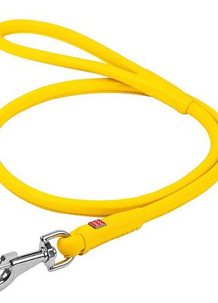 Поводок для собак кожаный waudog glamour круглый, дл 13 мм, дл 122 см желтый