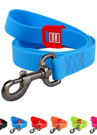 Повідець для собак водостійкий waudog waterproof, m, ш 20 мм, дов 183 см блакитний