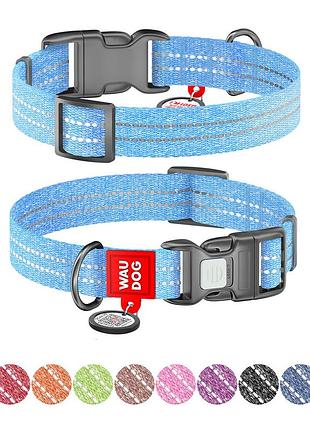 Ошейник для собак из восстановленного хлопка waudog re-cotton с qr паспортом, светоотражающий, пластиковый фастекс, ш 25 мм, дл