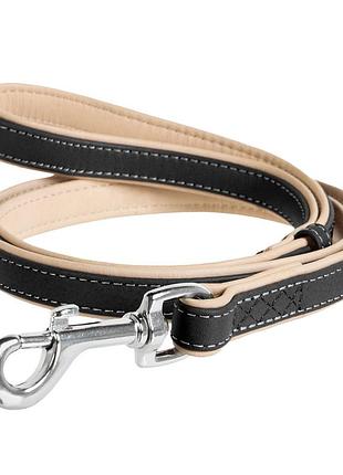 Повідець для собак шкіряний waudog soft, ш 25 мм, дов 122 см чорний