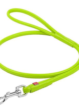 Повідець для собак шкіряний waudog glamour круглий, д 8 мм, дов 122 см салатовий