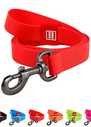 Повідець для собак водостійкий waudog waterproof, l-xxl, ш 25 мм, дов 122 см червоний