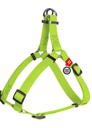 Шлея для собак водостійка waudog waterproof, з qr-паспортом, металева пряжка-фастекс, xs, ш 15 мм, д 30-39 см салатовий