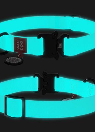Нашийник для собак водостійкий waudog waterproof c qr паспортом, світонакоплювальний, металічна пряжка-фастекс, ш 20 мм, дов 28-40