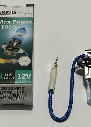 Авто лампа brevia h3 max power +100% 12v