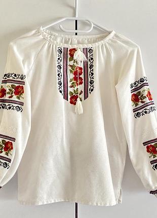 Дитяча вишиванка натуральна тканина, 140р комплект зі спідницею