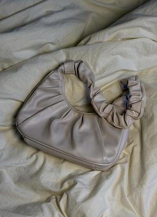 Шкіряна сумка braska молочна жіноча