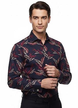 Чоловіча сорочка рубашка на довгий рукав з листками guess