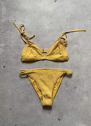 Жіночий жовтий лимонний купальник hollister