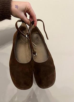 Балетки massimo dutti шкіряні темно-коричневі 25 см, маломірний 40