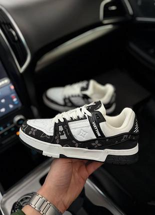Кроссовки женские черно-белые louis vuitton lv trainer наложка