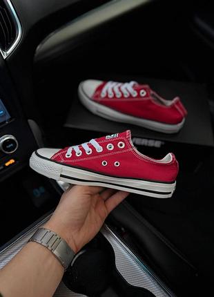 Низкие converse all star красные конверсы женские топ качество наложка