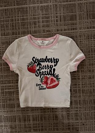Футболка  🍓 топ в рубчик h&m 10-12 років, 146-15с2 м