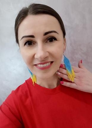 Сережки блакитньо - жовті