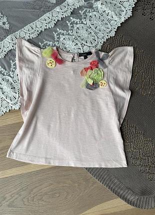 Нарядна футболка на дівчинку 18-24 місяців рожева з аплікацією autograph