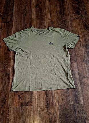 Чоловіча унікальна футболка alpha industries колір хакі оригінал