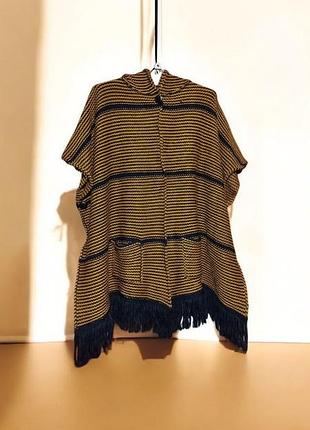 В'язаний кейп накидка пончо з каптуром