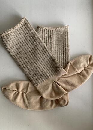 Высокие носки nike с люрексом ✨ телесные | усиленный мысок