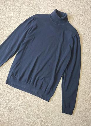 Гольф водолазка под горло темно синий для мужчины 4